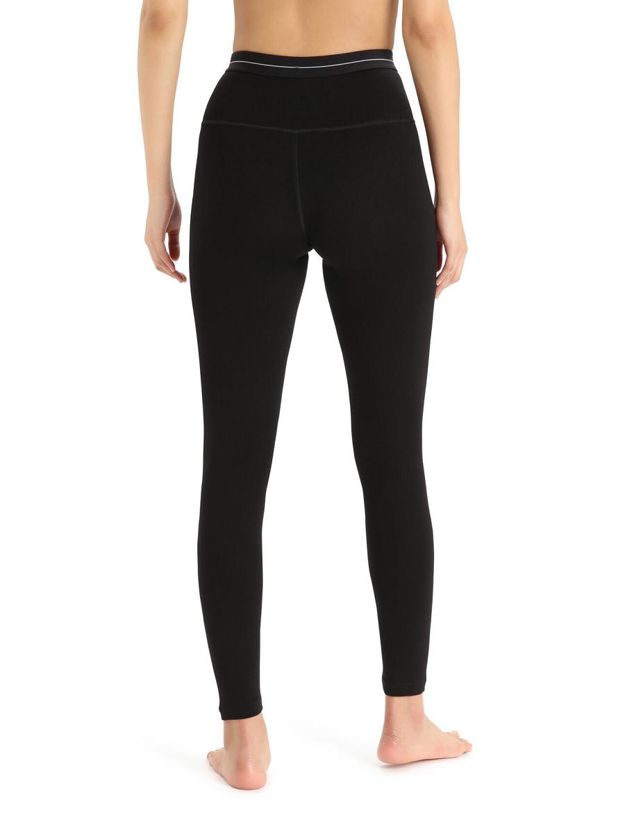 Women's Icebreaker Merino 260 Tech High Rise Leggings Base Layers Black | CA 1095DFMN